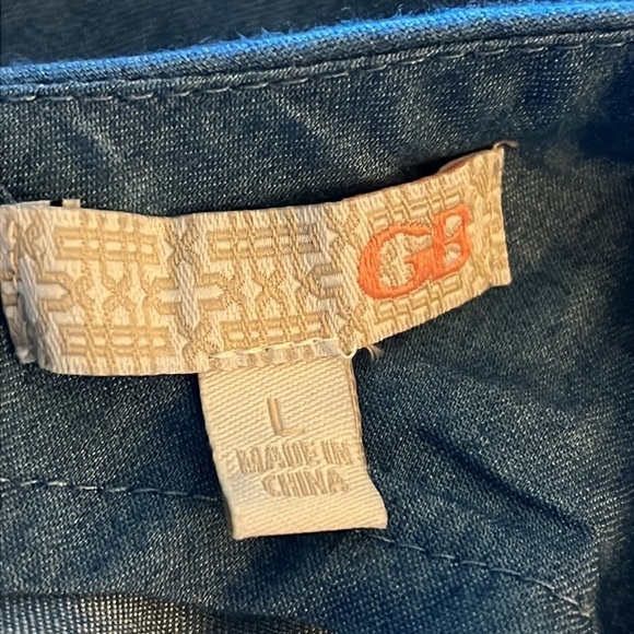 Gianni Bini chambray romper v neck low V back Sz L - Picture 5 of 5